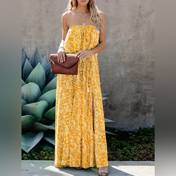 NWT-Boho Floral Print Off The Shoulder Ruffle Trim Dress - Picture 7 of 7